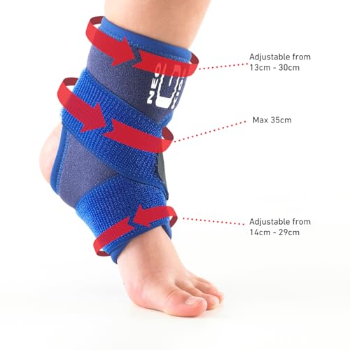 Image of Neo-G Ankle Brace for Kids - Support for Juvenile Arthritis, Joint Pain, Ankle Injuries from Gymnastics, Basketball, Volleyball - Adjustable Compression - Class 1 Medical Device - One Size - Blue