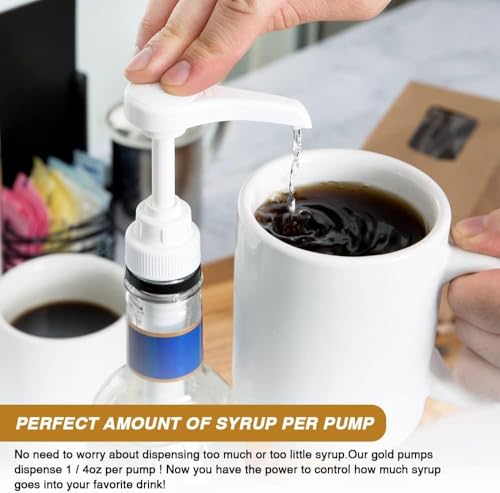 10 Pcs Gold Coffee Syrup Pump, Compatible with 25.4 Oz/750ml Bottles, Syrup Dispenser Pumps Great for Home & Coffee Bar Drinking Mixes, Tea, Beverage, Cocktails by DupakSYS - Image 5