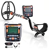 VEVOR Metalldetektor für Erwachsene 254 mm, Profi Metallsuchgerät mit 5 Modi, Hochpräziser Golddetektor, IP68 wasserdichte Suchspule mit Display, Kopfhörer, Verstellbare Länge, zur Goldsuche