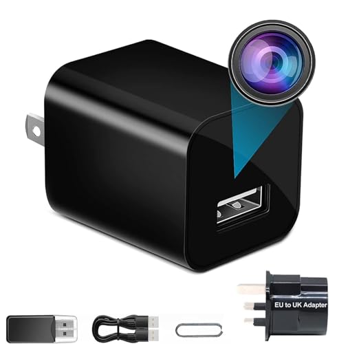 Dragonranee Caricatore USB per fotocamera nascosta, mini telecamera spia, mini caricatore per fotocamera, rilevamento del movimento Full HD 1080p, telecamera di sorveglianza, sicurezza interna,