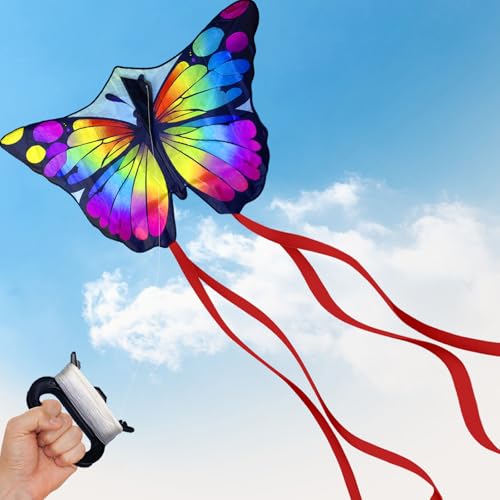 JJJZAMZ Drachen Schmetterling Kinder Bunte, Lenkdrachen Kinder Erwachsene 110 * 76cm, Flugdrachen Kinder mit 100m Drachenschnur, Sandspielzeug, Outdoor Spiele Kinderdrachen ab 3 JJJZAMZ Drachen Schmetterling Kinder Bunte, Lenkdrachen Kinder Erwachsene 110 * 76cm, Flugdrachen Kinder mit 100m Drachenschnur, Sandspielzeug, Outdoor Spiele Kinderdrachen ab 3