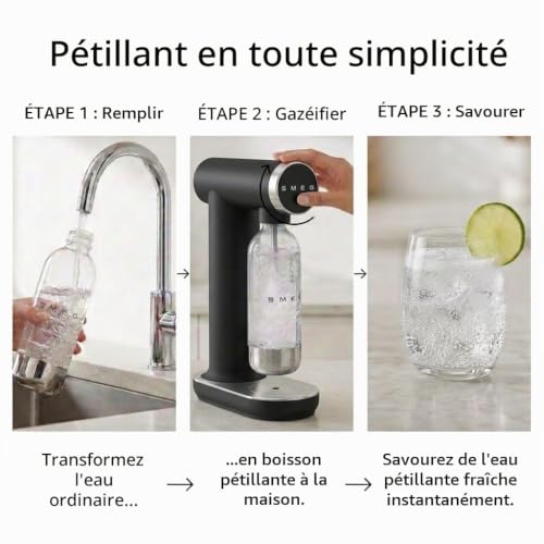 SMEG SKC01 Sparkling Water Maker, Soda Maker with 1L Tr...