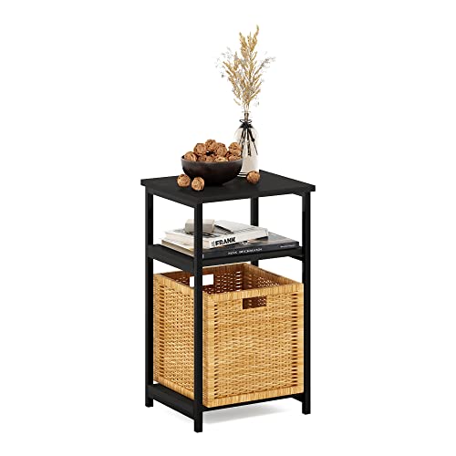 Image of Furinno Just 3-Tier Metal Frame End Table with Storage Shelves, 1-Pack, Espresso