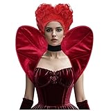 L'VOW Victorian Gothic Collar with Red Heart Queen Wig Costume Set for Women Halloween Vampire Queen Cosplay