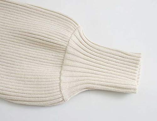 Uaneo Womens Super Cropped Sweater Turtleneck Long Sleeve Bolero Shrug (Beige, Large) #TOP5