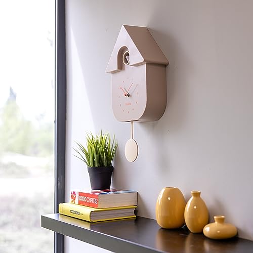 Coucou beige avec cadran orange pendule murale originale design - 5