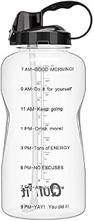 QuiFit 1 Gallon Water Bottle with Straw and Time Marker Leak Proof BPA