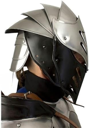 Medieval Knight Armor Helmet – Gothic Style Steel Crusader Helmet for LARP, Cosplay, Renaissance Faire & Halloween Costume.
