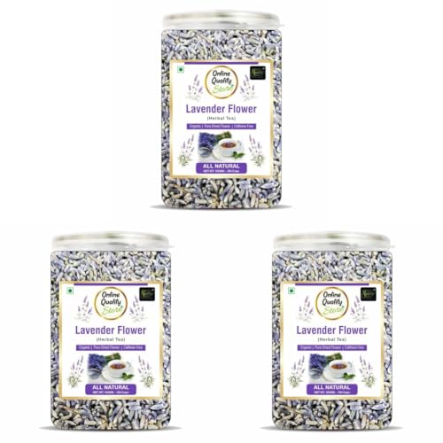 Image of Online Quality Store Lavender Flower Tea 100g | Sun Dried Lavender Flowers Herbal Tea | Stress Relief | Iced Tea (Pack of 3)