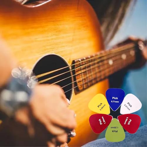 Image of 24 Pcs guitar picks for acoustic guitar & Electric Guitar Pick with 6 Thickness Levels and Clear Storage Box Perfect for Beginners & Professionals Plectrum Guitar Pick for Guitar Ukulele Pick