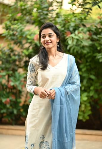 Image of ANNI DESIGNER Women's Rayon Viscose Straight Printed Kurta with Pant and Dupatta | Elegant Floral Print Kurti Set | Soft Breathable Fabric | Stylish Ethnic Outfit for Office, Festive & Casual Occasion