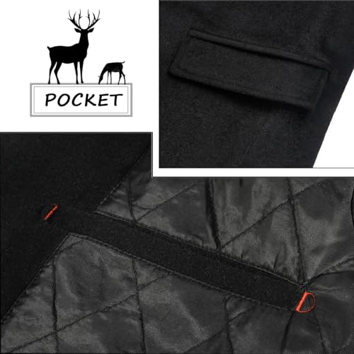 Image of ELETOP Men's Wool Trench Coat Winter Business Long Overcoat | Quilted Lined Warm Pea Coat, Business Casual, Notch Collar, Wool Blend