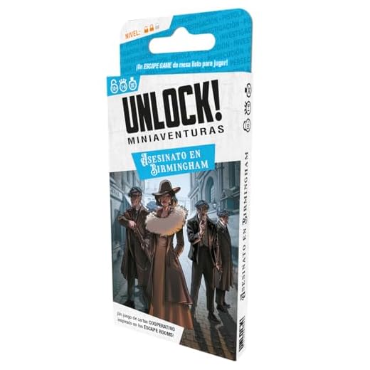 Asmodee | Unlock! Miniaventuras Asesinato en Birmingham | Juego de Cartas de Escape Room | A Partir de 10 Años | De 1 a 6 Jugadores | 30-45 Minutos por Partida | Español