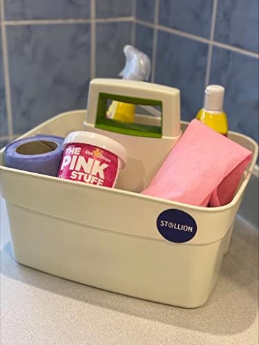 St@llion Plastic Kitchen Caddy, Multipurpose Cleaning Caddy with Handle, Nappy Caddy, Kitchen Tidy Organiser, Shower Caddy, Kitchen Storage & Organisation -36x29x28cm, Cream