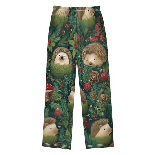 ZZXXB Hedgehog Pine Tree Berry Boys Long Pants Soft Trousers Elastic Waist Kids Lounge Bottoms with Pockets S-XL2