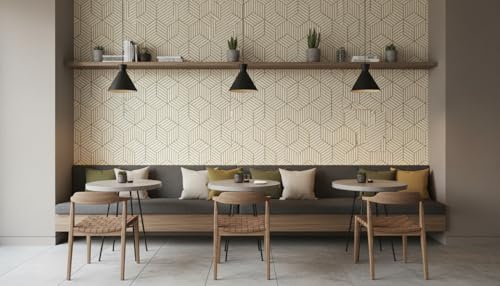 Image of Golden Geometric Self-Adhesive Wallpaper for Walls, Waterproof PVC Vinyl Wall Stickers, Peel and Stick Decorative Paper for Home, Furniture, Kitchen Cupboard & Almirah(45x300cm)