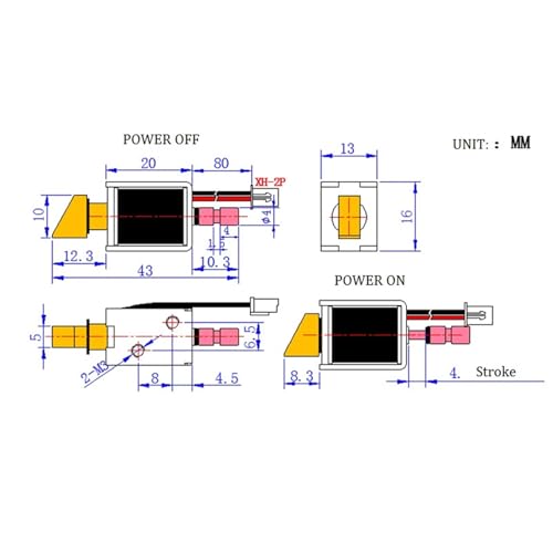 Sélénoïde 12V DC push pull JSO-0620-3 actionneur linéaire open frame - 5
