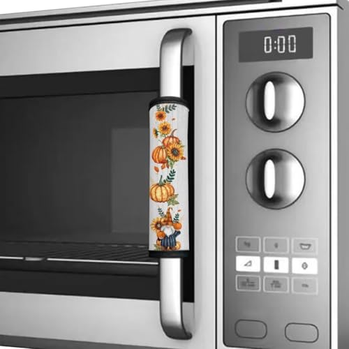 Image of Happy Fall Refrigerator Handle Covers Set of 6 Fashion Kitchen Appliance Handle Covers Non-Slip Washable Autumn Pumpkin Fridge Door Handle Protector, Keep Off Fingerprints,Food Stains