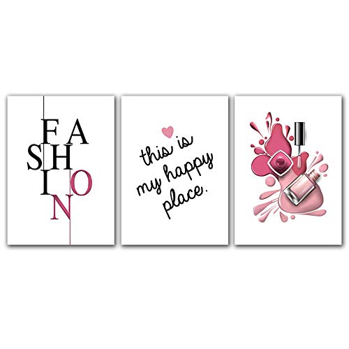 Lienzo de uñas decorativo para paredes de centros de estética modernos juego de 3 posters