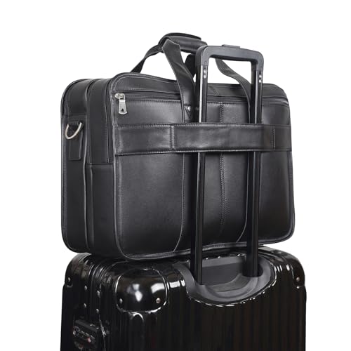 Polare 17'' Napa Leather Briefcase Laptop Attache Case Messenger Bag For Men Fits 15.6'' Laptop4