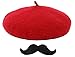 XuoAz French-Beret for Women Men Halloween-Mime-Artist-Costume with Fake Mustaches for Halloween Cosplay Accessories