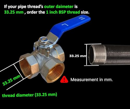 Image of ESEKSAFAR 1pc Heavy Duty T-Way Brass Ball Valve Female Ball Valves with 1pc Teflon Tape set for Pipe Fittings, Stopcock (1 inch-inch BSP Thread)