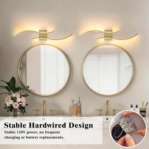 Image of KARTOOSH Hardwired LED Vanity Lights for Bathroom | 2 Pack 31.5 Inch, 3CCT Dimmable, Waterproof, Rustproof, Bathroom Light Fixtures Over Mirror