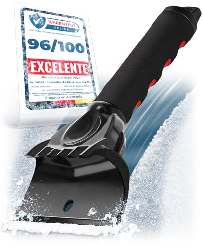 LYVANAS Rascador Hielo Coche – Rápido y Potente con Mango ergonómico – Raspador eficaz y Seguro Fabricado Accesorio para Coche Que Protege Las Lunas