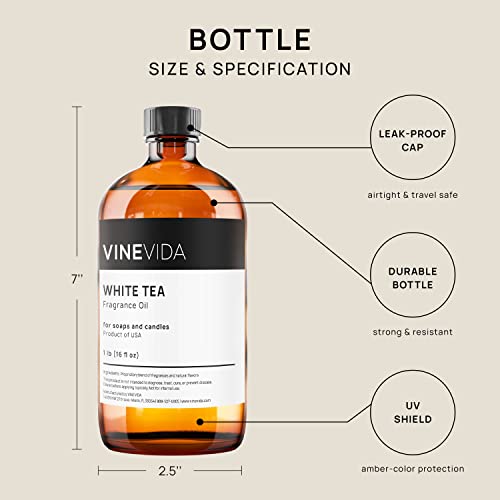 Vinevida [16Oz] White Tea Fragrance Oil For Soap Making Scents For Candle Making, Perfume Oils, Soy Candles, Home Scents Oil Diffusers, Bath Scent Bomb Oils, Linen Spray, Lotions, Car Freshies #TOP4