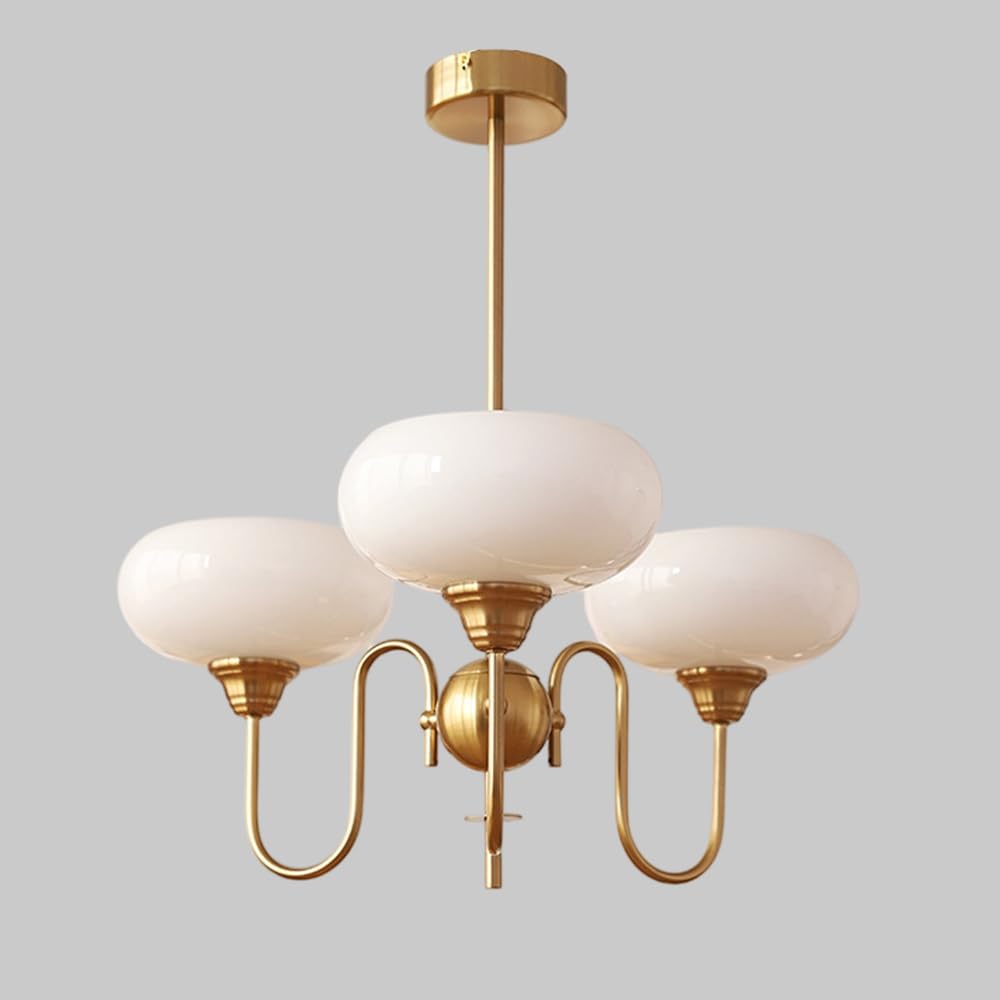 HXYSXHJUO Gold Chandelier 3-light Cluster Pendant Lighting Fixture Glass Hanging Lamp Shade Dining Table Lights Vintage Chandeliers E27 for Bedroom Living Room Restaurant