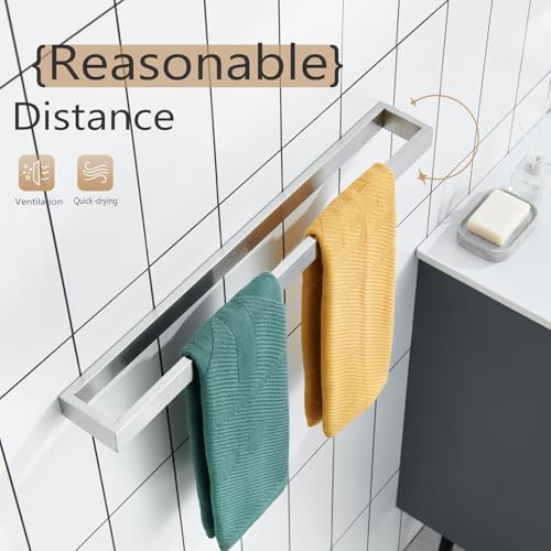 Image of KOKOSIRI Towel Bar Brushed Nickel Bath Towel Hanger Holder 24-Inch Kitchen Rack Stainless Steel for Bathroom Hardware Wall Mount, 1 Pack B4008BR-L24