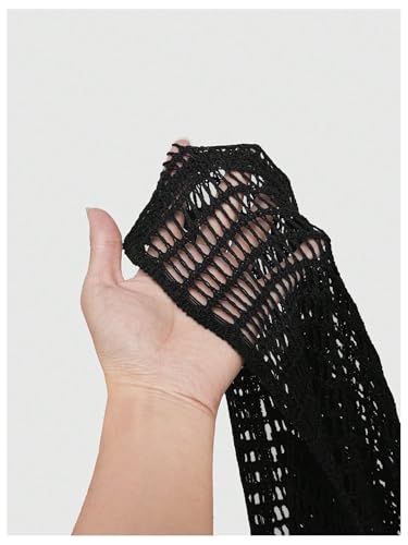 Verdusa Women's Hollow Out Hooded Sweater Sleeveless Sheer Lightweight Knitted Crop Tops3