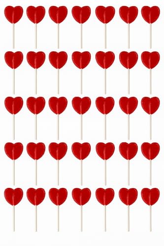 ihoot 35 Heart-Shaped Cherry Lollipops Individually Wrapped Sweet Lollies | Bulk Party Bag Filler Valentines Day Weddings Birthday Treats | Gluten-Free Vegan & Vegetarian Snacks