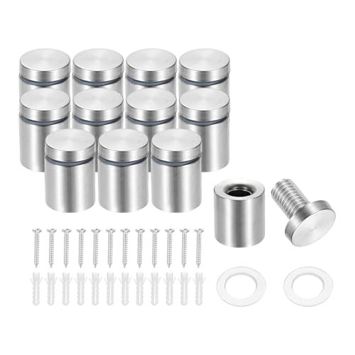 Image of PATIKIL 3 /4 inch x 1 inch Standoff Screws, 12 Pack Stainless Steel Wall Mount Sign Standoffs Mounting Hardware Advertising Nail for Hanging Acrylic Picture Frame, Silver