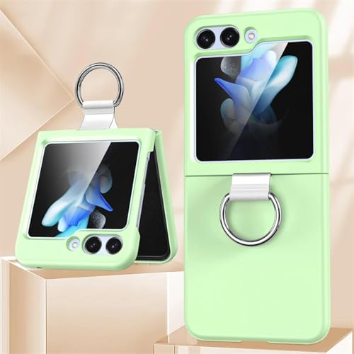 Coque Samsung Z Flip 6 rigide antichoc vert clair avec anneau rotatif
