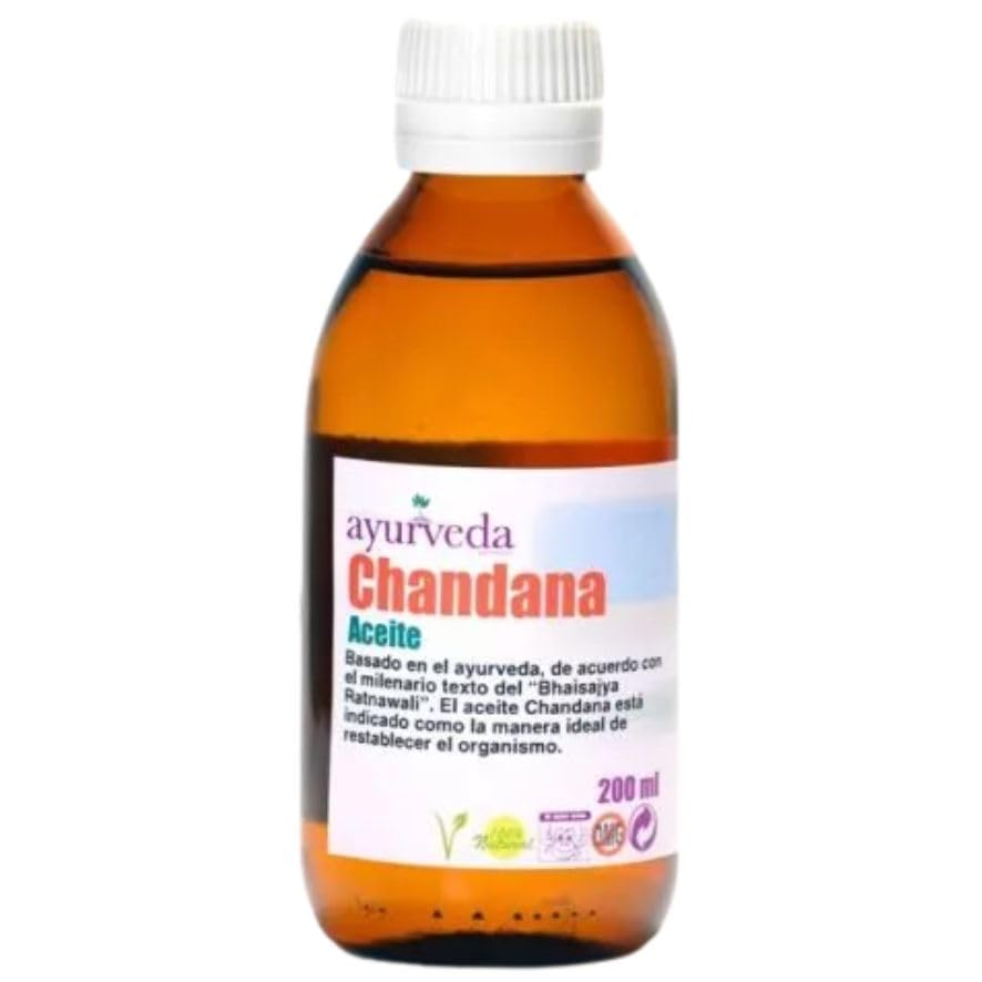 Aceite para Masaje Chandana Ayurvédico, 200ml, con Sándalo y Aceites Naturales