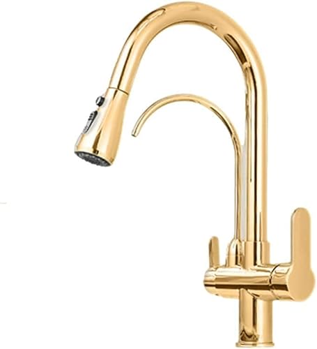 OKUOKA Grúa filtrada negra mate para cocina extraíble Spray 360 rotación filtro de agua grifo de tres maneras mezclador fregadero grifo de cocina