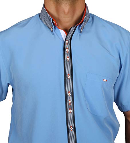 Chemise de créateur en bleu clair normal coupe droite microfibre premium
