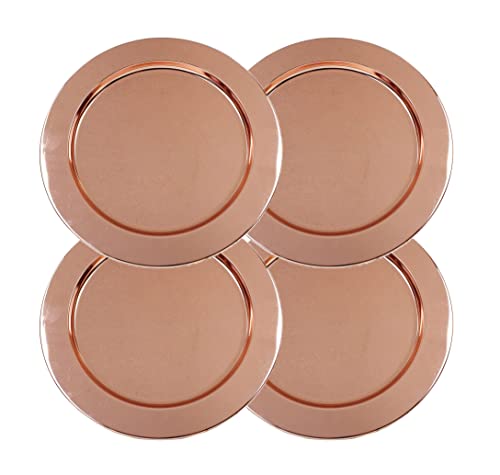 Ms Lovely Rose Gold Stainless Steel Metal Charger Plates - Set Of 4 - 13 Inch - Copper Tone #TOP1