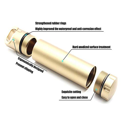 Capsule de survie étanche en aluminium - Lot de 4 - Noir - Camping, Alpinisme, Chasse