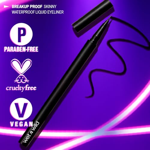 Image of wet n wild Mega Last Breakup Proof Liquid Eyeliner - Ultra-Fine Brush, Waterproof, Long-Lasting - Cruelty-Free & Vegan - Ultra Black