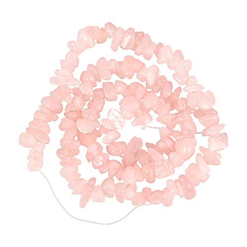 Matory 1 paquete de cuentas de cuarzo rosa con chip de 5 a 8 mm de hilo irregular de gemas para hacer joyas, manualidades hechas a mano (rosa) Cover