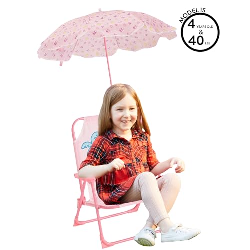 Sanrio Hello Kitty Kids Outdoor Folding Beach Chair with Umbrella,Portable Camp Chair for Ages 3+, Lightweight & Compact for Beach, Camping, and Backyard by Idea Nuova - Image 6