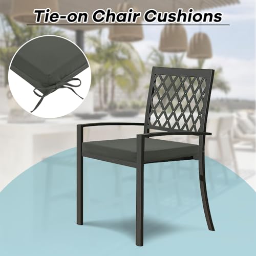 Image of Basic Beyond Outdoor Chair Cushions Set of 6, Square Corner, 18.5x16x3, Charcoal Grey