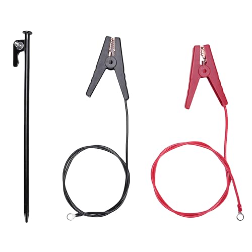 Elektrozaun-Draht-Erdungsstangen-Set, langlebig, wetterfest, Elektrozaun-Anschluss mit Klemme für Generator, Elektrozaun, Solarzaun-Ladegerät, Yards, Gärten