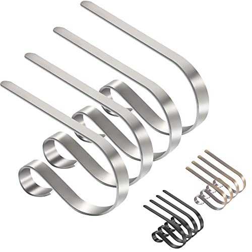 Tarose Christmas Stocking Holder, Set Of 4, Mantle Clip Fireplace Hooks Hanger, Stocking Scrolls For Party Christmas Decoration Supplies (Silver) #TOP11
