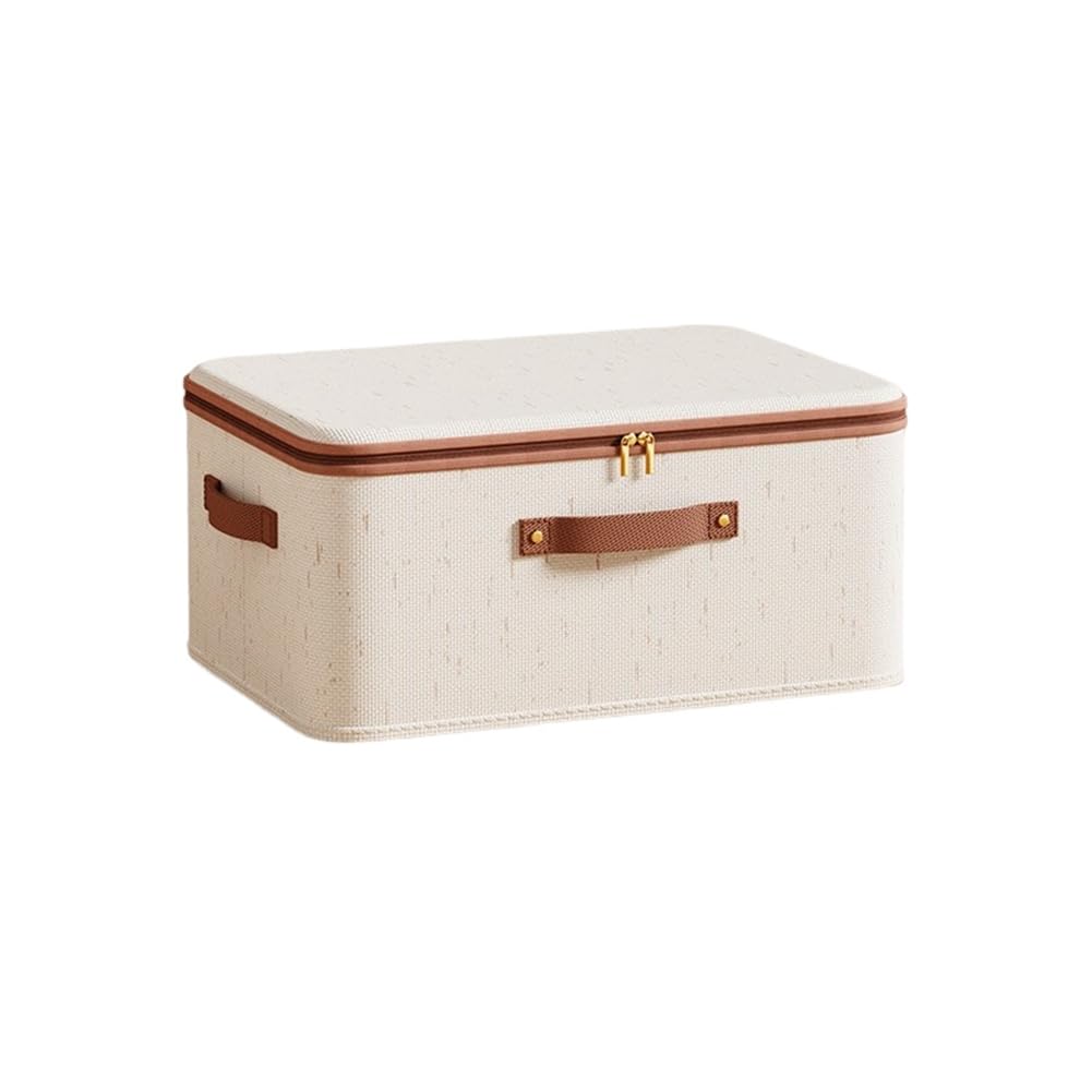 IJSDNVJNDX Large Capacity Dustproof Organizer-Foldable Linen Storage Box with Lid for Home 30x 20x 14cm