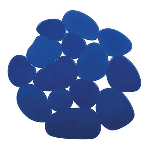 MSV Lot de 4 Tapis antiderapants de Douche ou Baignoire PVC Galets 12x13cm Bleu Marine