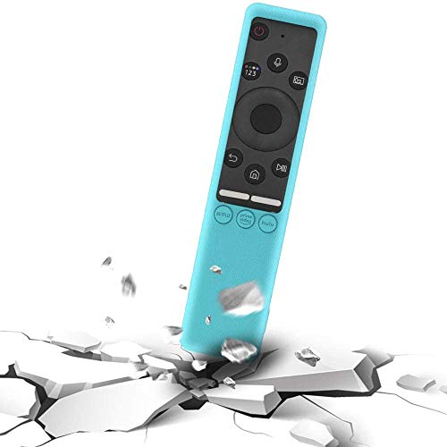 Image of Oboe Sikai Silicone Case Compatible with Samsung BN59-01312A QLED 8K 4K Smart TV Remote Shockproof Protective Remote Cover Skin-Friendly Anti-Slip Anti-Lost with Remote Loop (B-Glow in Dark Blue)