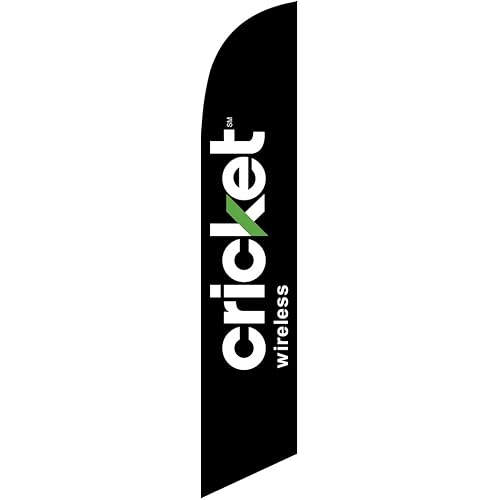 New Approved Cricket Wireless (black) Feather Banner Swooper Flag - Replacement FLAG ONLY